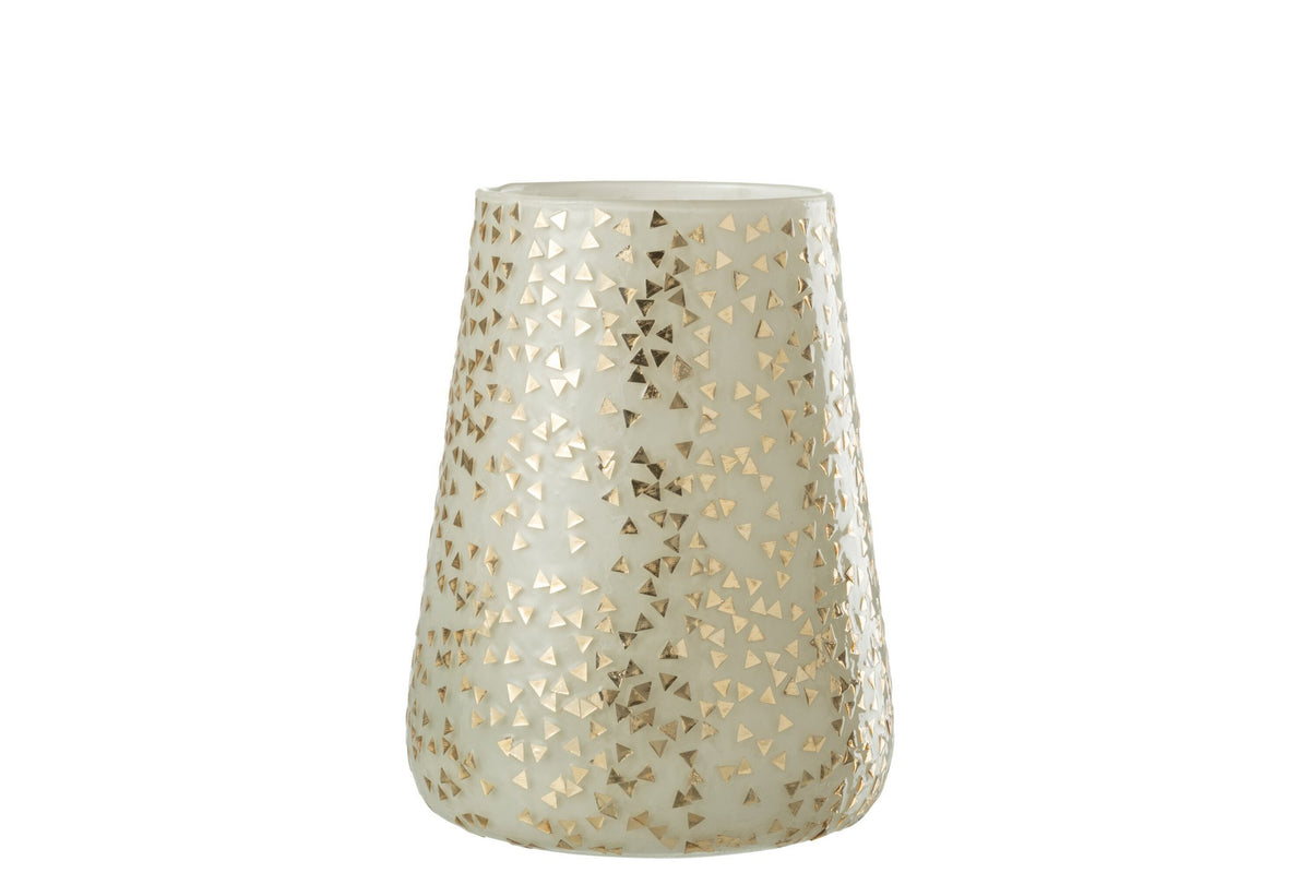 J-Line windlicht Driehoek - glas - wit/goud - extra large