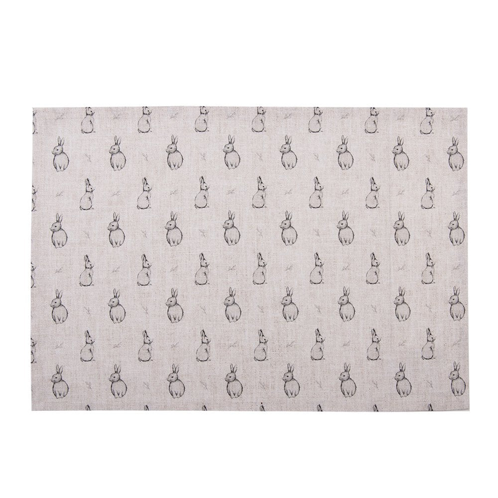 Placemats Set van 6 48x33 cm Beige Grijs Katoen Konijn