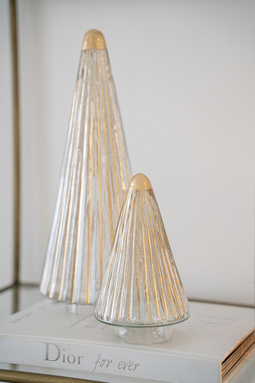 J-Line Kerstboom - glas - goud/transparant - large
