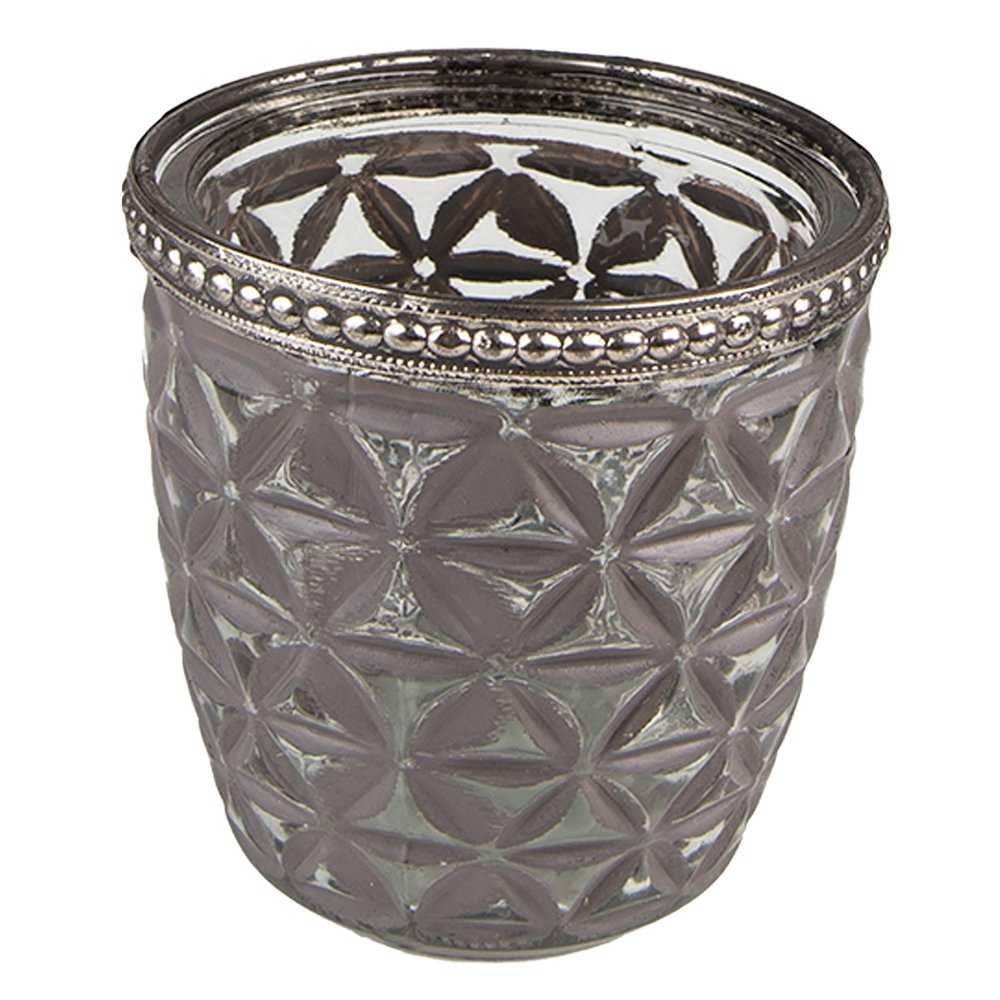 Theelichthouder Ø 7x7 cm Grijs Glas Waxinelichthouder