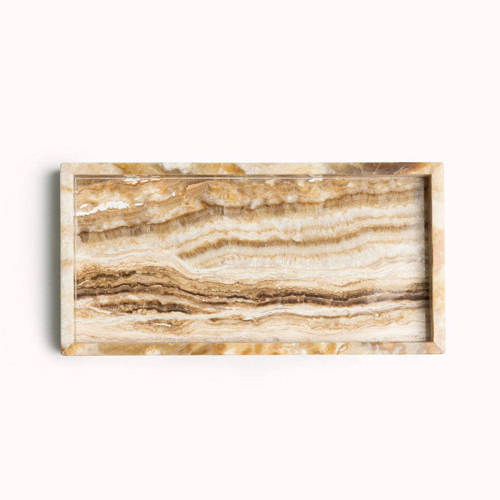 Marmer dienblad met rand 15x30cm sandal onyx