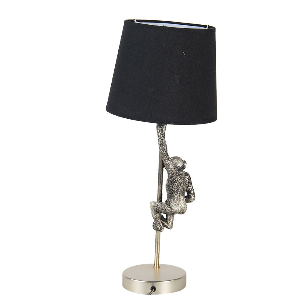 Tafellamp Aap Ø 20x49 cm Zilverkleurig Zwart Kunststof Bureaulamp