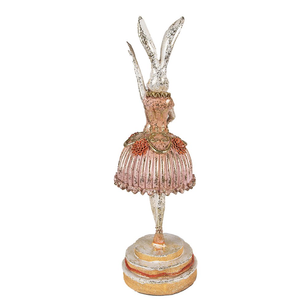 Beeld Konijn 11x11x35 cm Roze Beige Polyresin