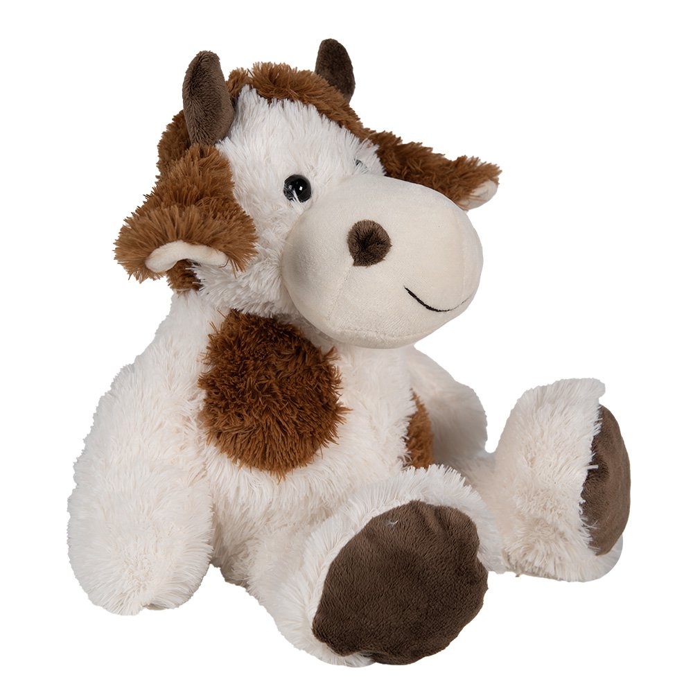 Knuffel koe 24x25x29 cm wit Bruin Pluche