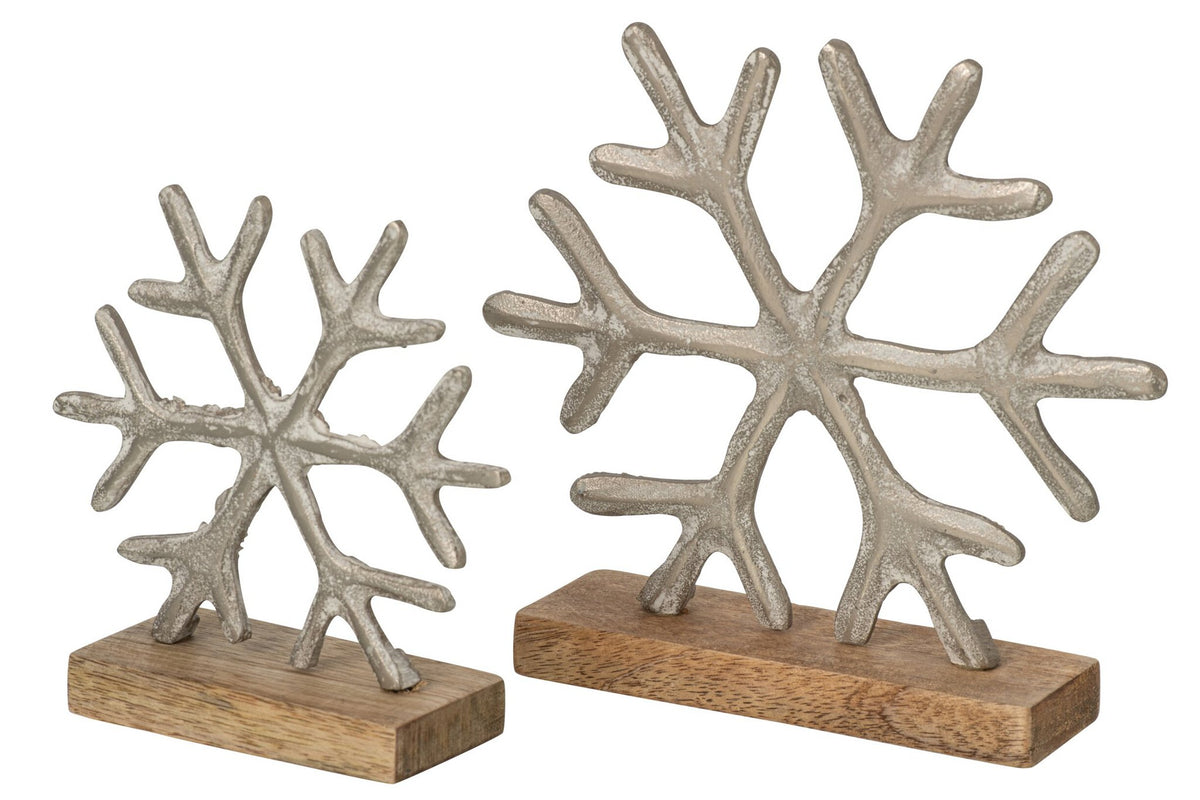 J-Line sneeuwvlokken - aluminium - gebroken wit/naturel