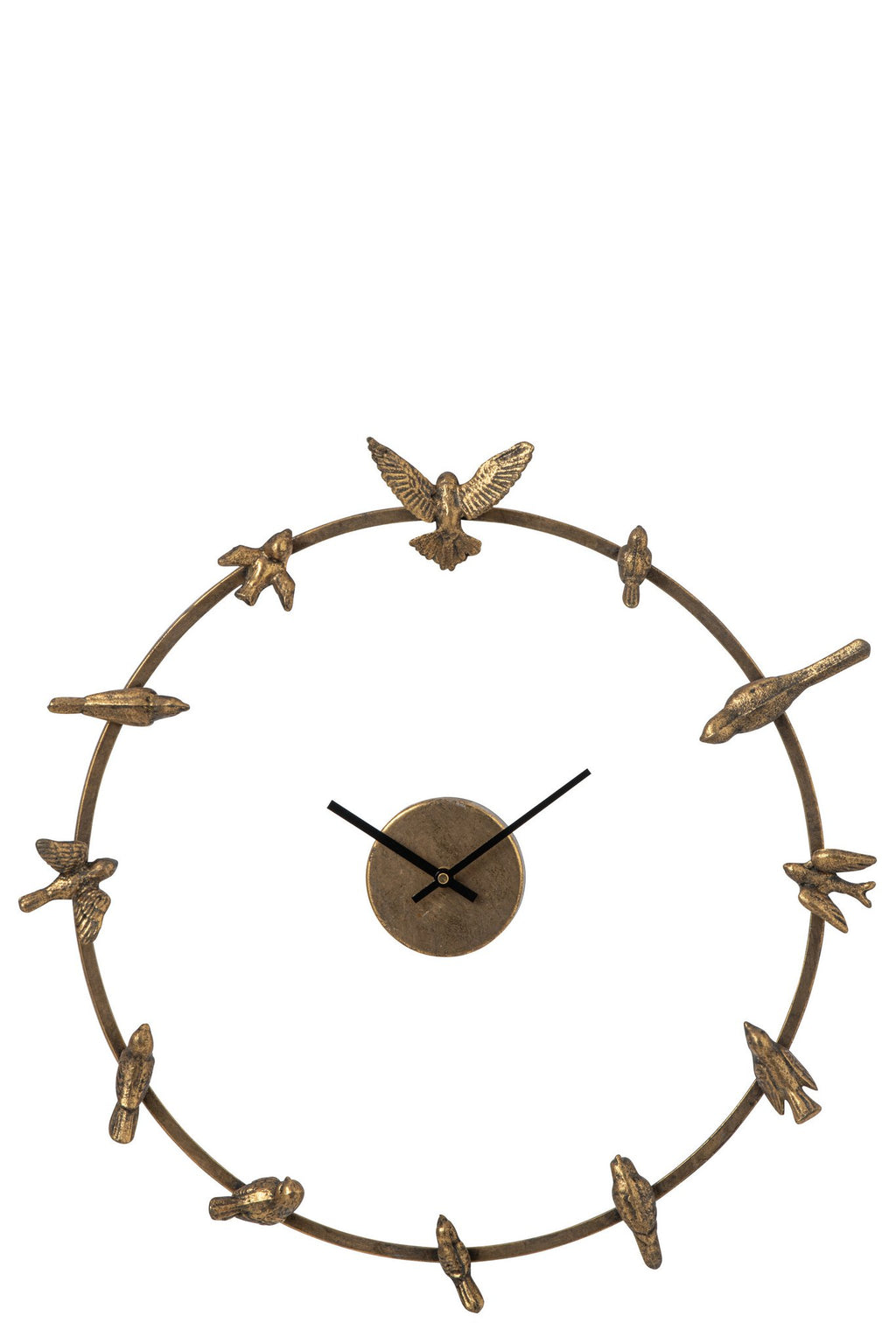 J-Line Wandklok met vogel - ijzer - goud