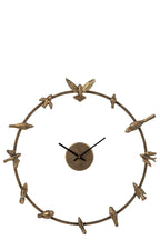 J-Line Wandklok met vogel - ijzer - goud