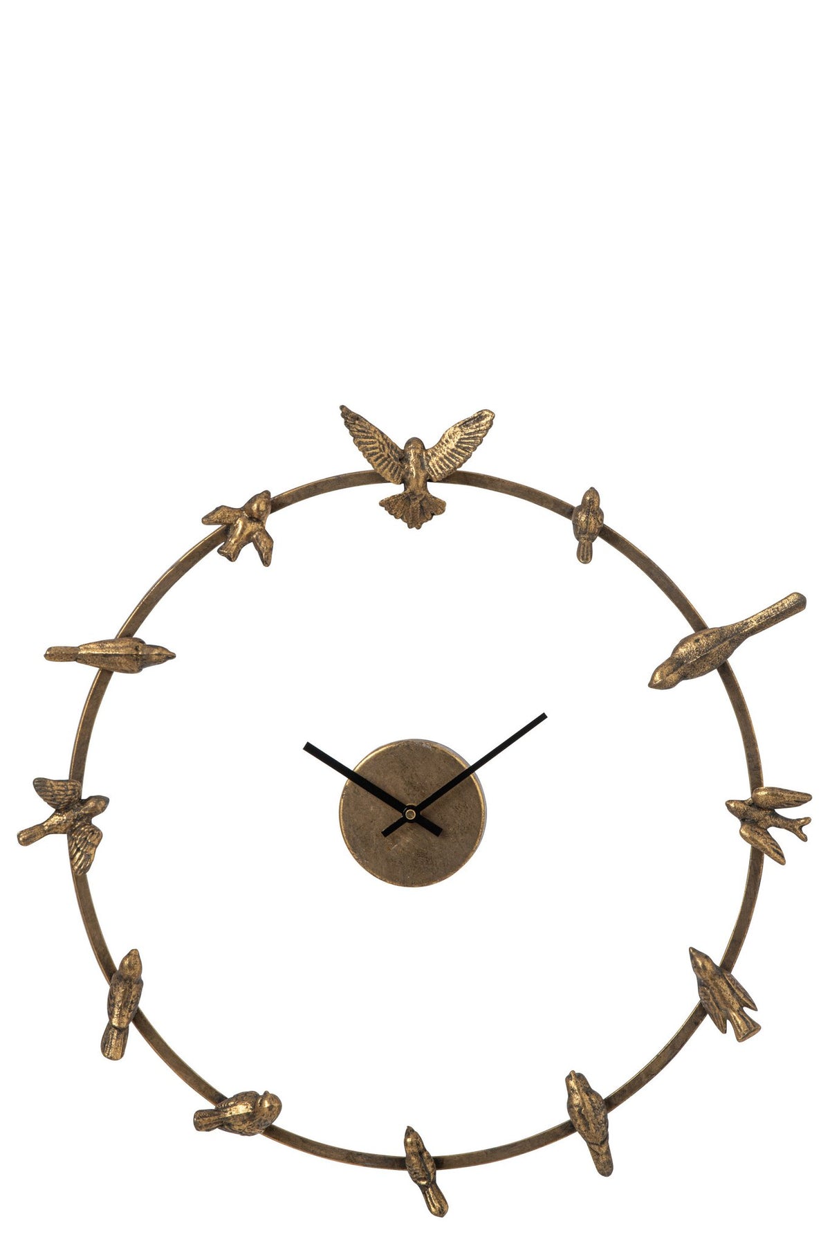 J-Line Wandklok met vogel - ijzer - goud