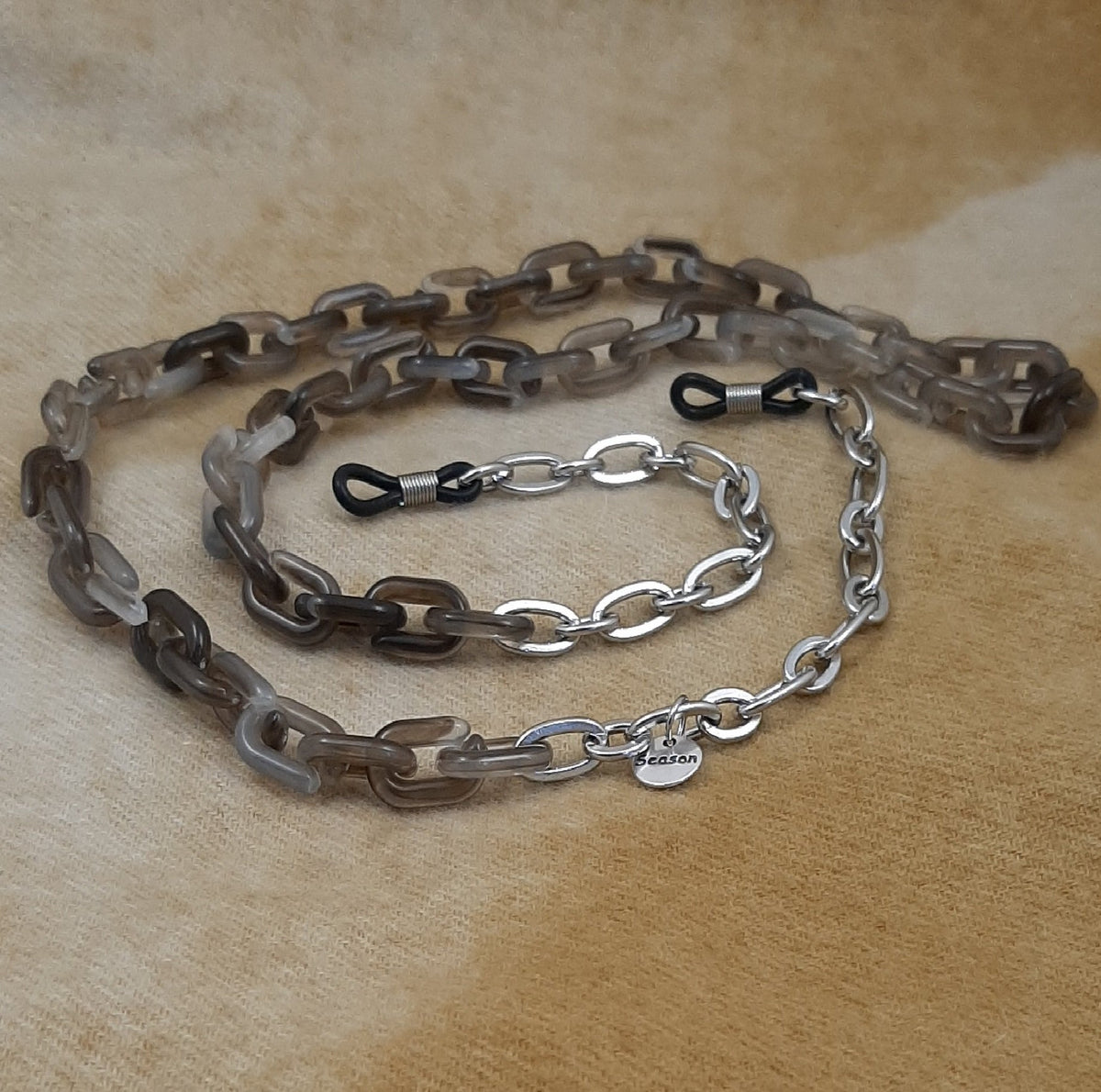 Brillenkoord acrylic chain zilver