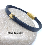 Semplice leren armband tiny star 24K verguld
