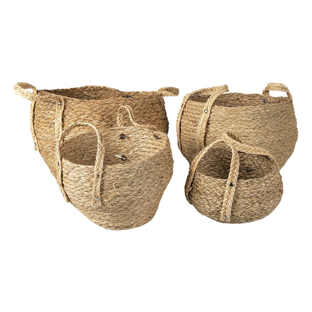 Opbergmand Set van 4 Ø 30 - Ø 18cm Bruin Stro Mand