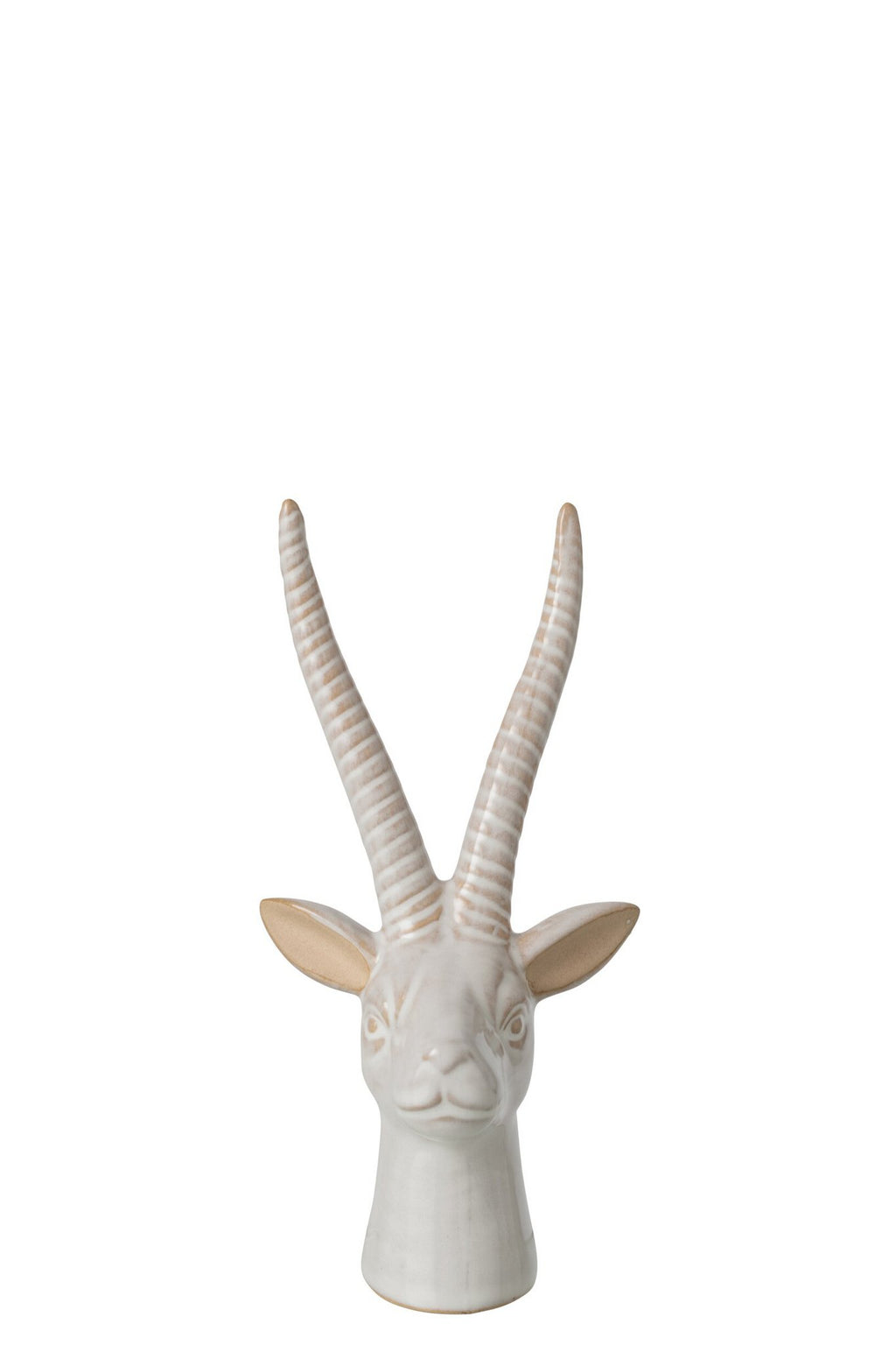 J-Line decoratie Hert Hoofd - porselein - ecru - small