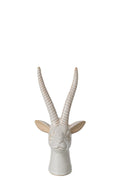 J-Line decoratie Hert Hoofd - porselein - ecru - small