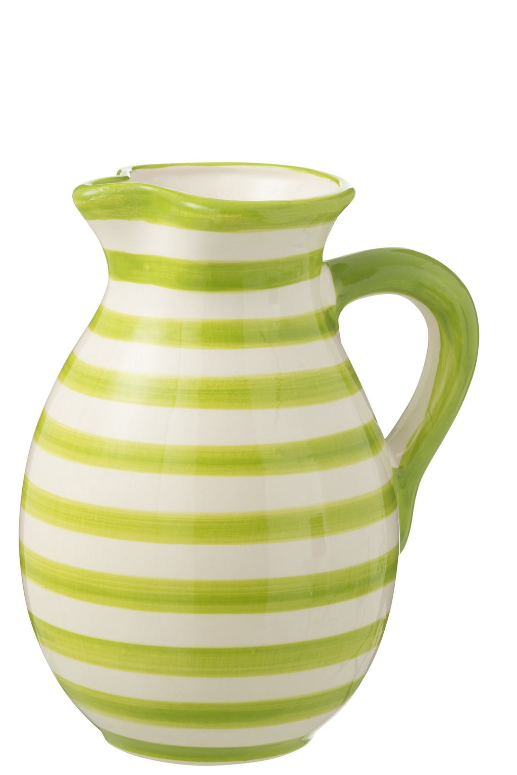 J-Line karaf Granada Stripes - keramiek - wit/groen - large