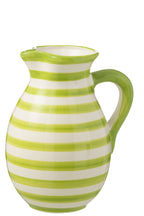 J-Line karaf Granada Stripes - keramiek - wit/groen - large