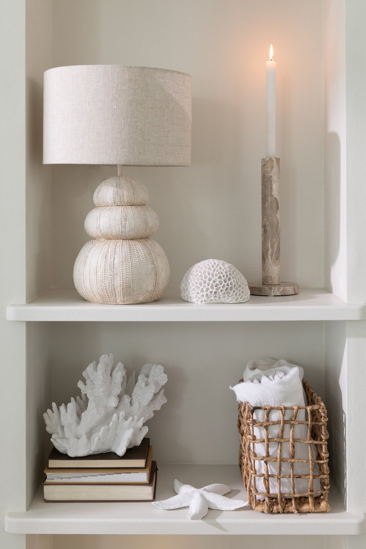 J-Line decoratie Koraal - polyresin - wit - groot
