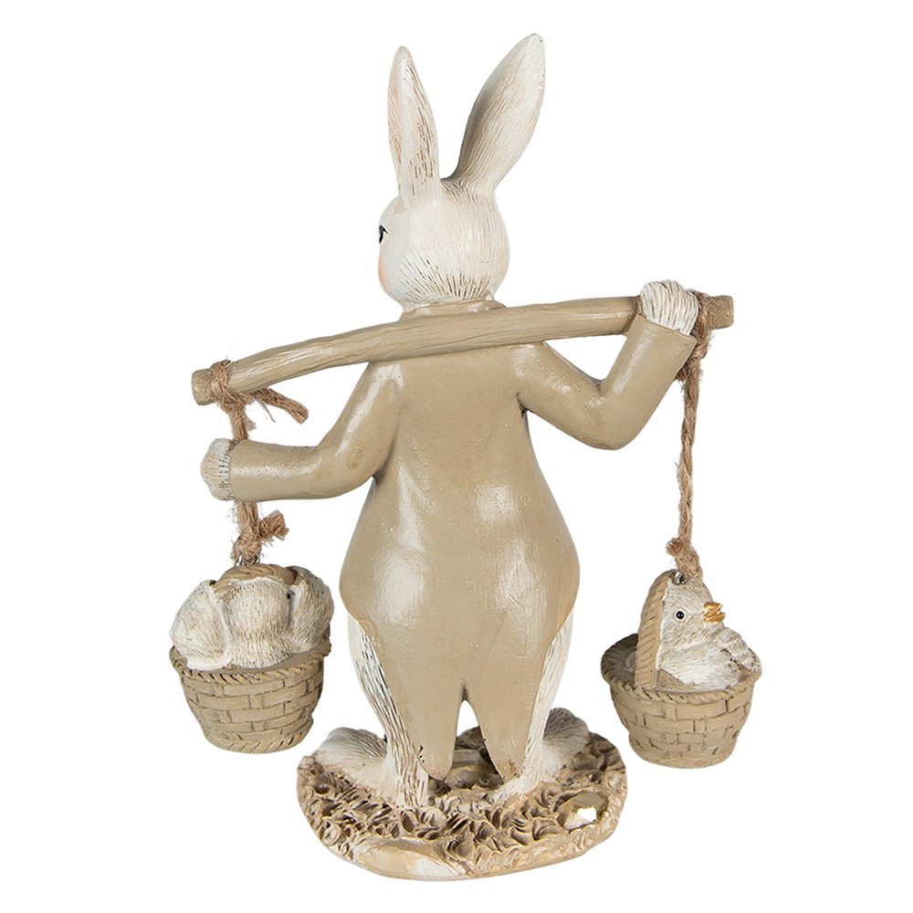 Beeld Konijn 17 cm Beige Bruin Polyresin