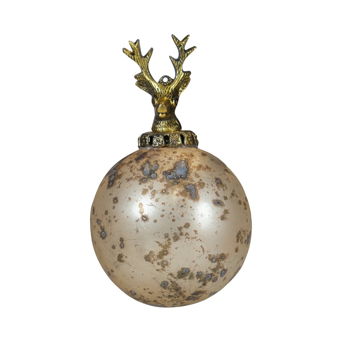 Decoratie bal hert antiek goud 10cm