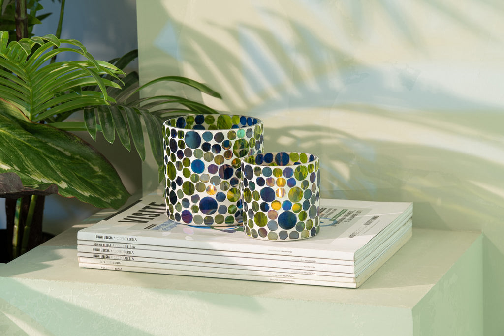 J-Line kaarshouder - glas - blauw/groen - M