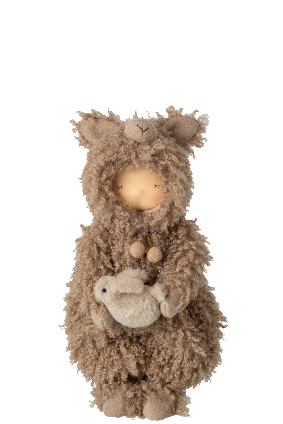 J-Line Kind met schaap - polyester - bruin