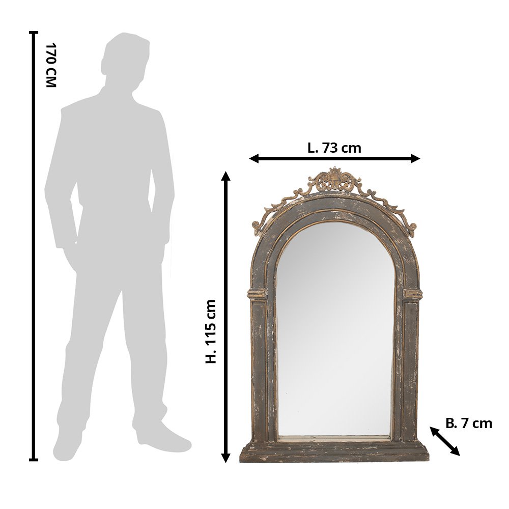 Spiegel 73x7x115 cm Grijs Beige Glas Wandspiegel