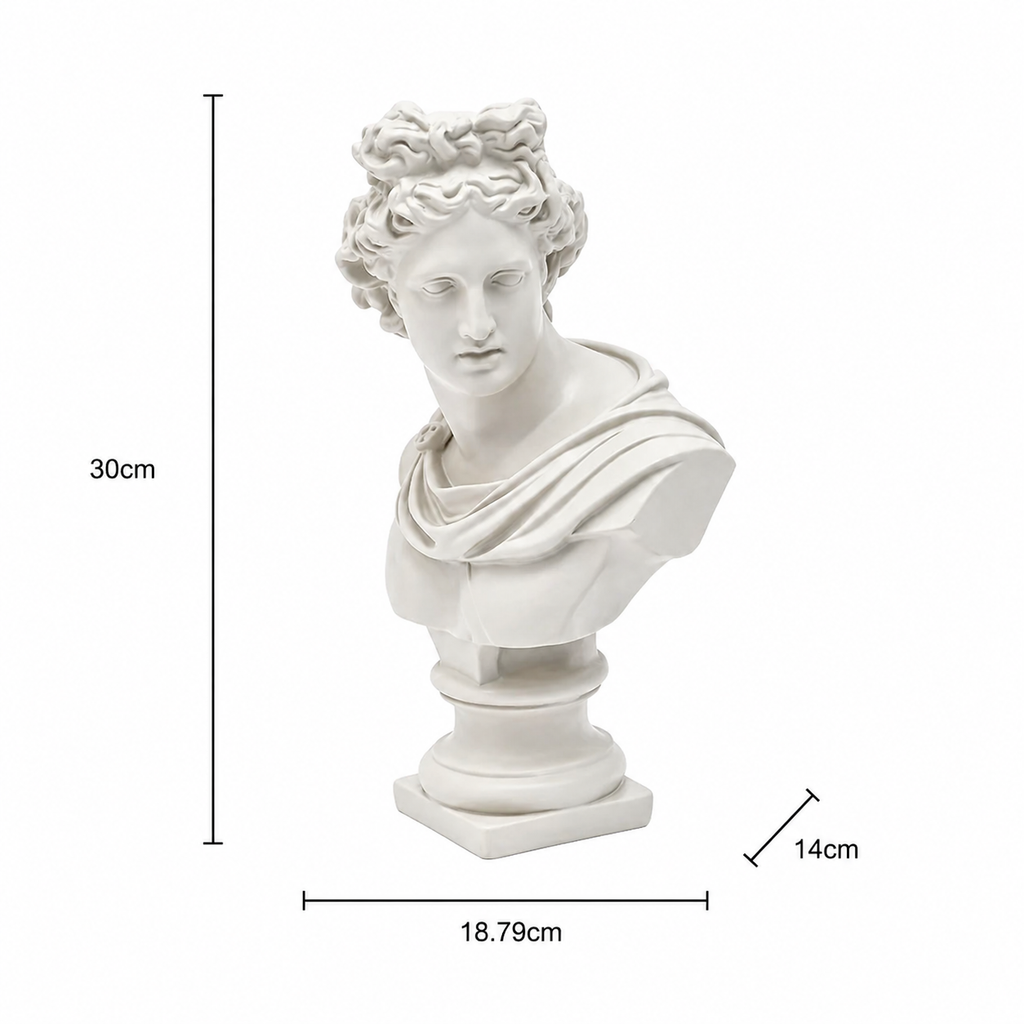 Apollo buste sculptuur – wit klassiek Grieks beeld voor elegant interieur