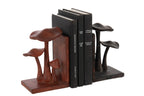 J-Line boekensteun Paddenstoel - polyresin - bruin/zwart - set van 2