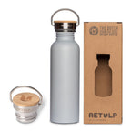 RVS drinkfles lekvrij bamboe dop Grey 750 ml