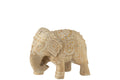 J-Line decoratie Olifant Kralen - hout - naturel/wit - large