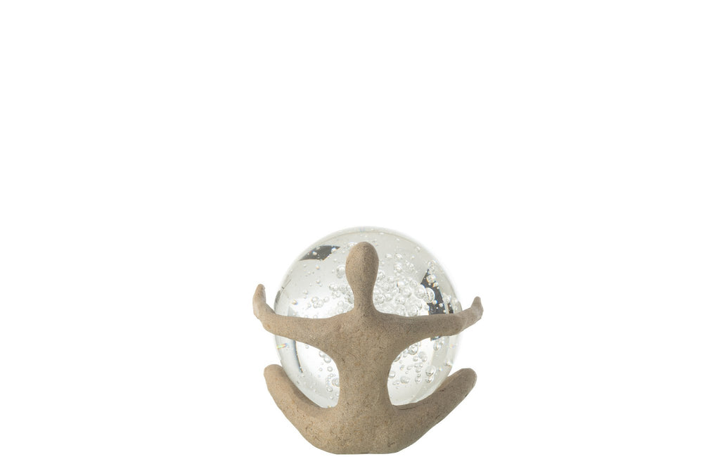 J-Line Beeld Bal Resin/Kristal Beige