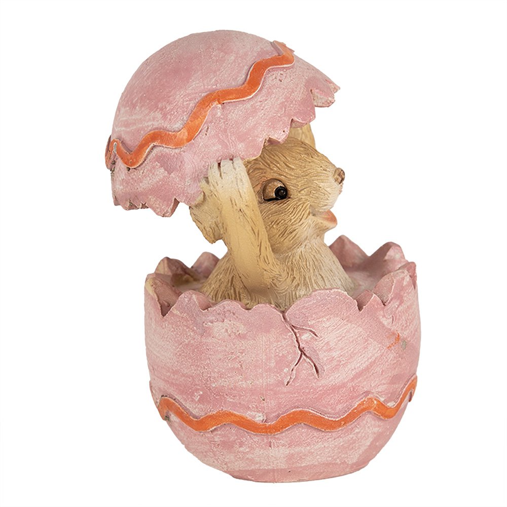 Beeld Konijn 8 cm Bruin Roze Polyresin Paasdecoratie