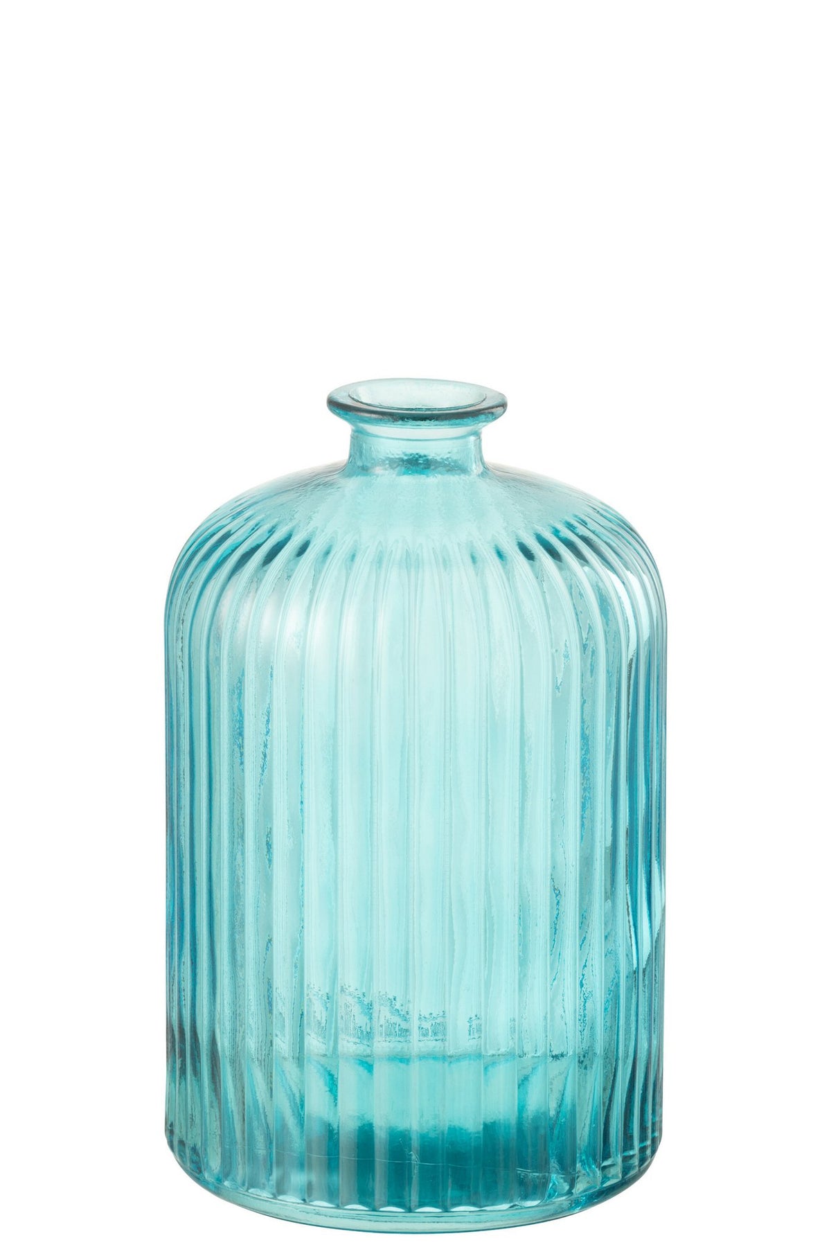 J -Line Vaas Fles Bottle Stripe - Glas - Aqua - Large - Ø 14,5 cm