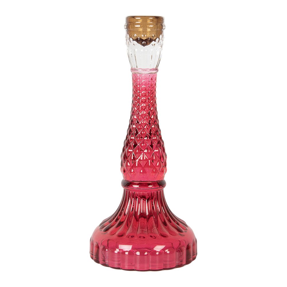 Kandelaar Ø 10x22 cm Roze Glas