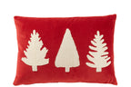 J-Line kussen Rechthoek Kerstbomen - fluweel - rood/wit
