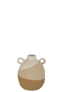 J-Line vaas Oor - keramiek- beige/lichtbruin - small - Ø 16 cm