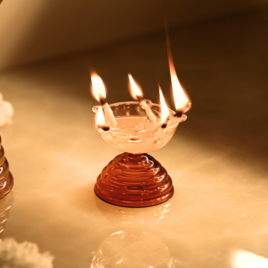 Glazen theelichthouder - Modern Diya-ontwerp