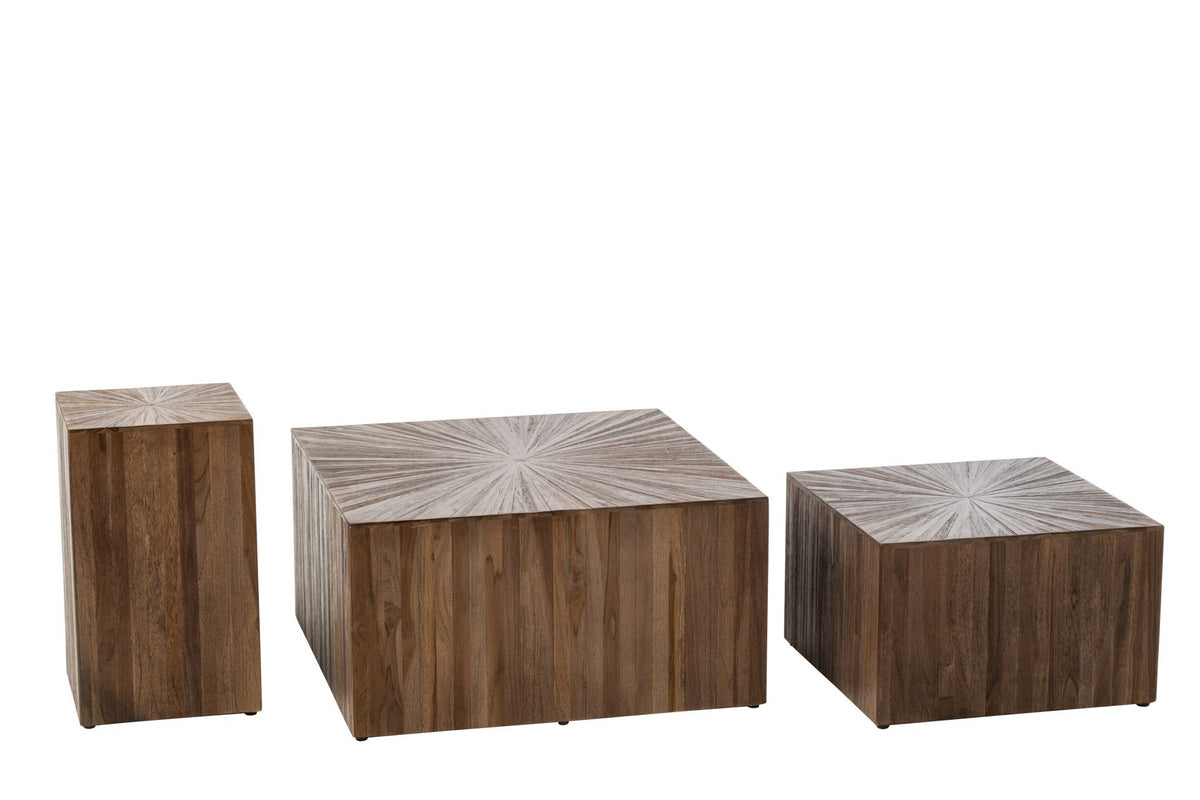 J-Line kubussalontafels Ray - gerecycled hout - donkerbruin