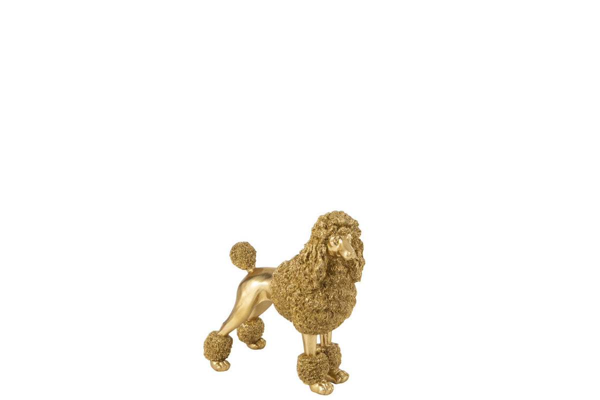 J-Line figuur Poedel Staand - polyresin - goud - M