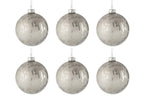 J-Line kerstbal Blinkend - glas - zilver - small - doos van 6