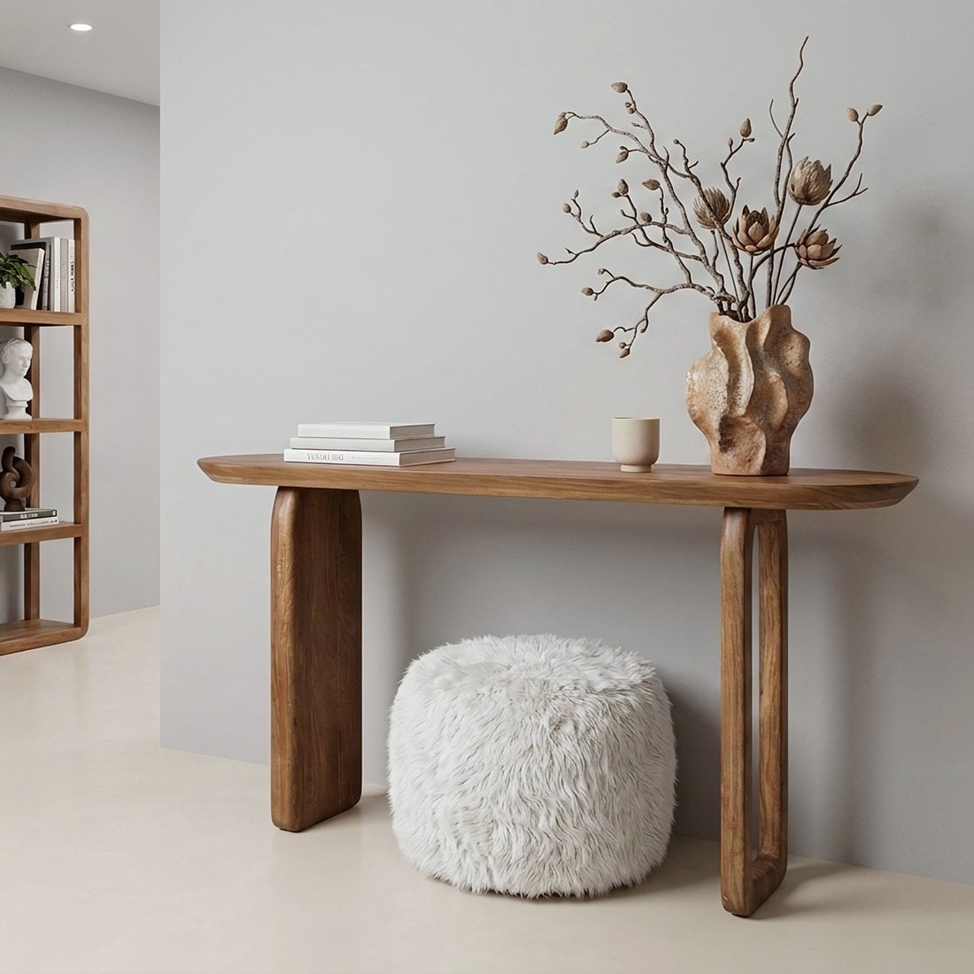 Bullnose consoletafel mangohout bruin - 140cm