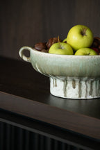 J-Line Decoratief dienblad - keramiek - olijfgroen/lichtbeige