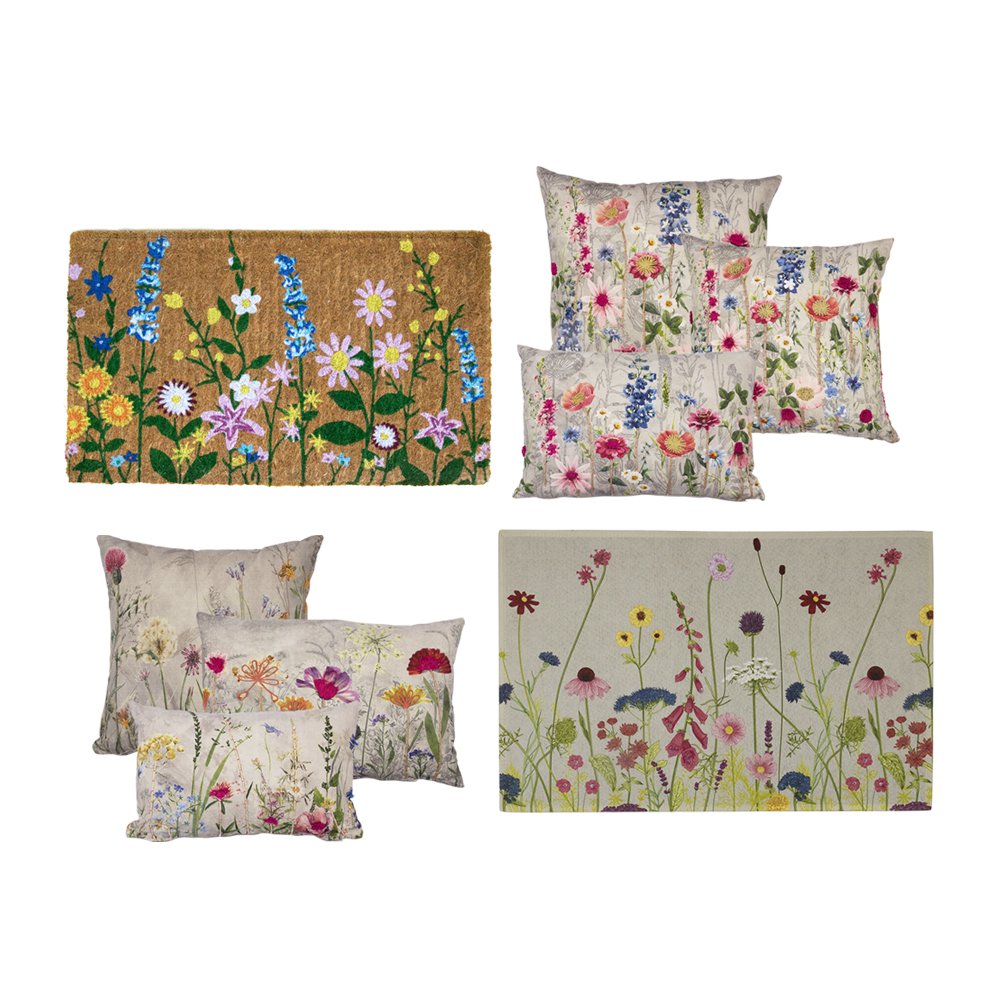 Kokosmat handgeweven wilde bloemen 75cm