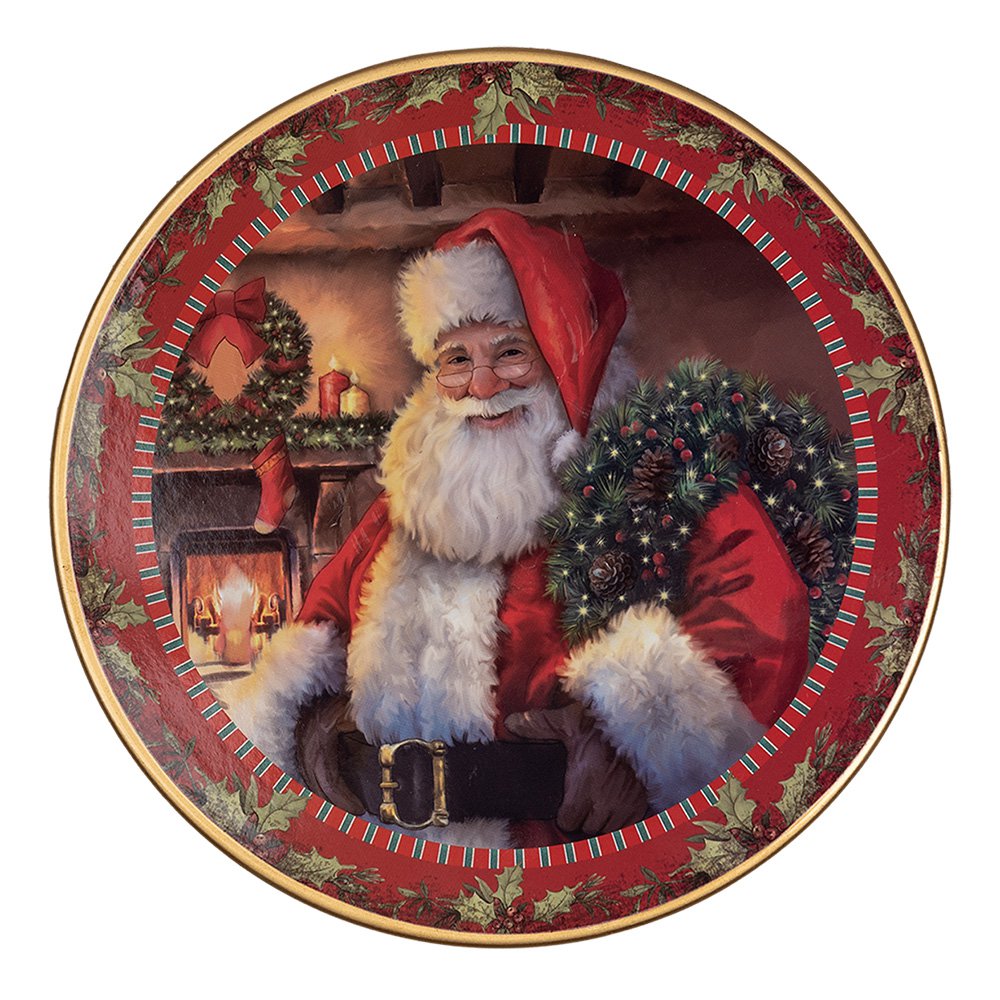 Taartplateau op Voet Ø 16x10 cm Rood Kunststof Kerstman