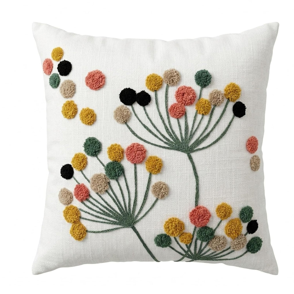 Gebloemde decoratieve kussenhoes - 100% katoen - 1st