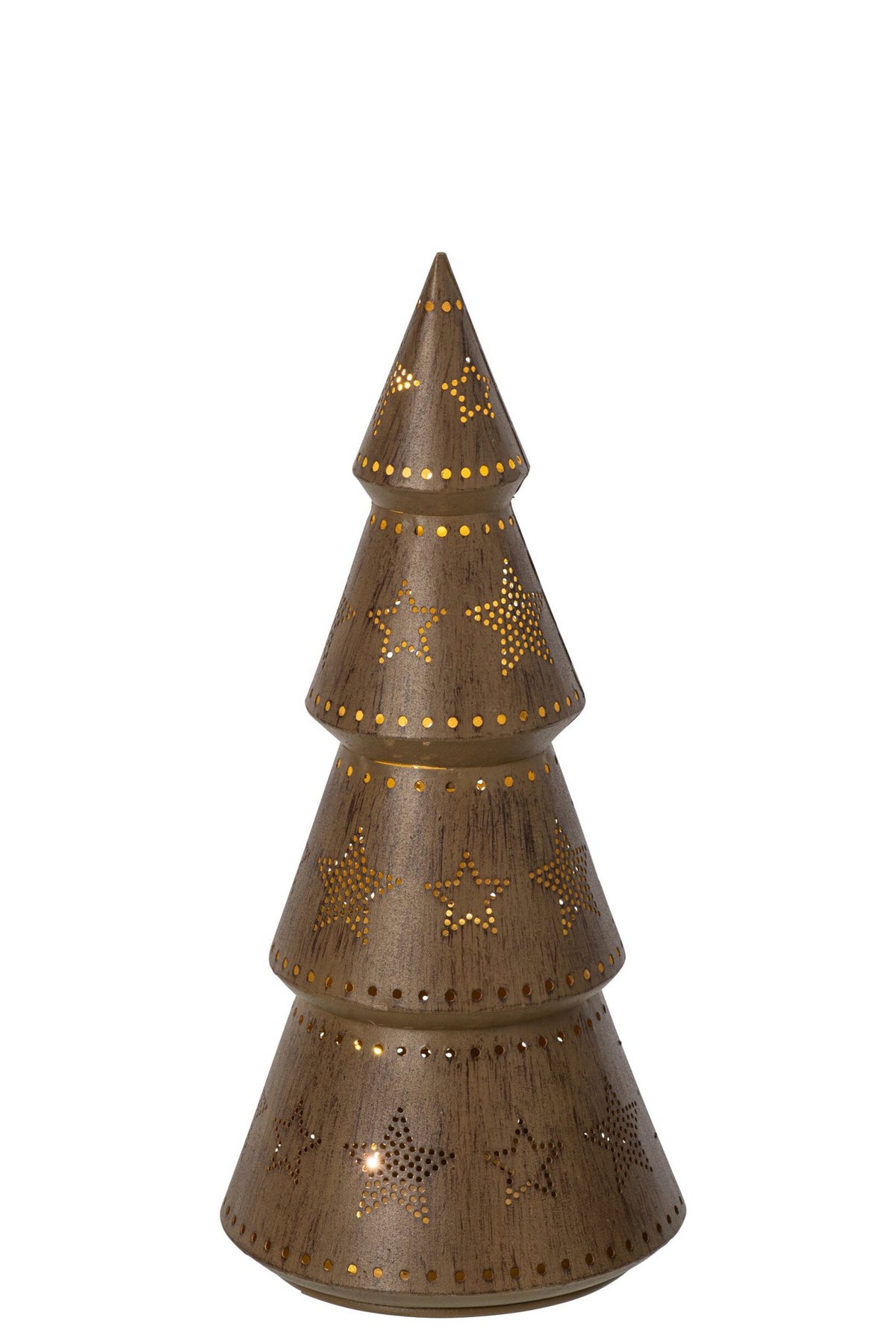 J-Line Ledboom met sterren - ijzer - bruin - large