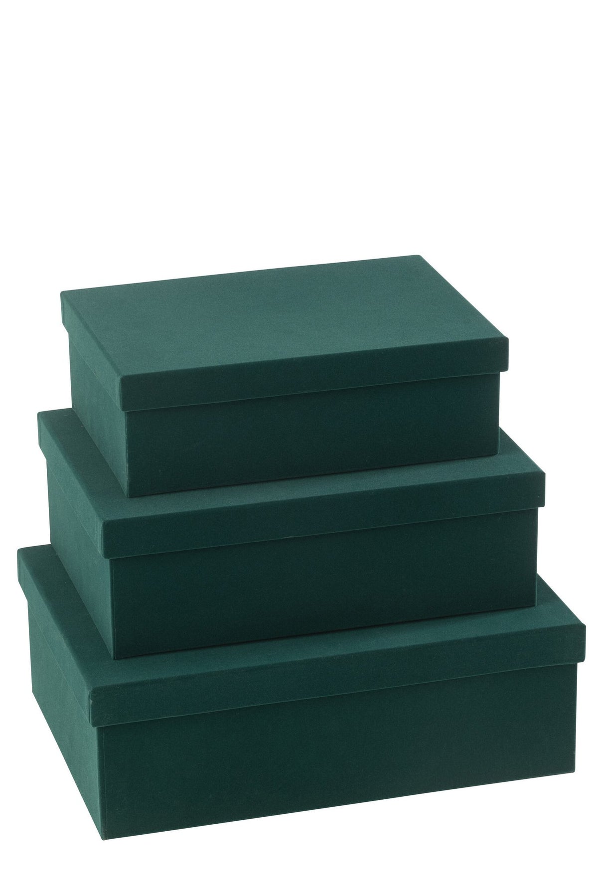 J-Line doos Rechthoekig - fluweel/papier - groen - 3 stuks