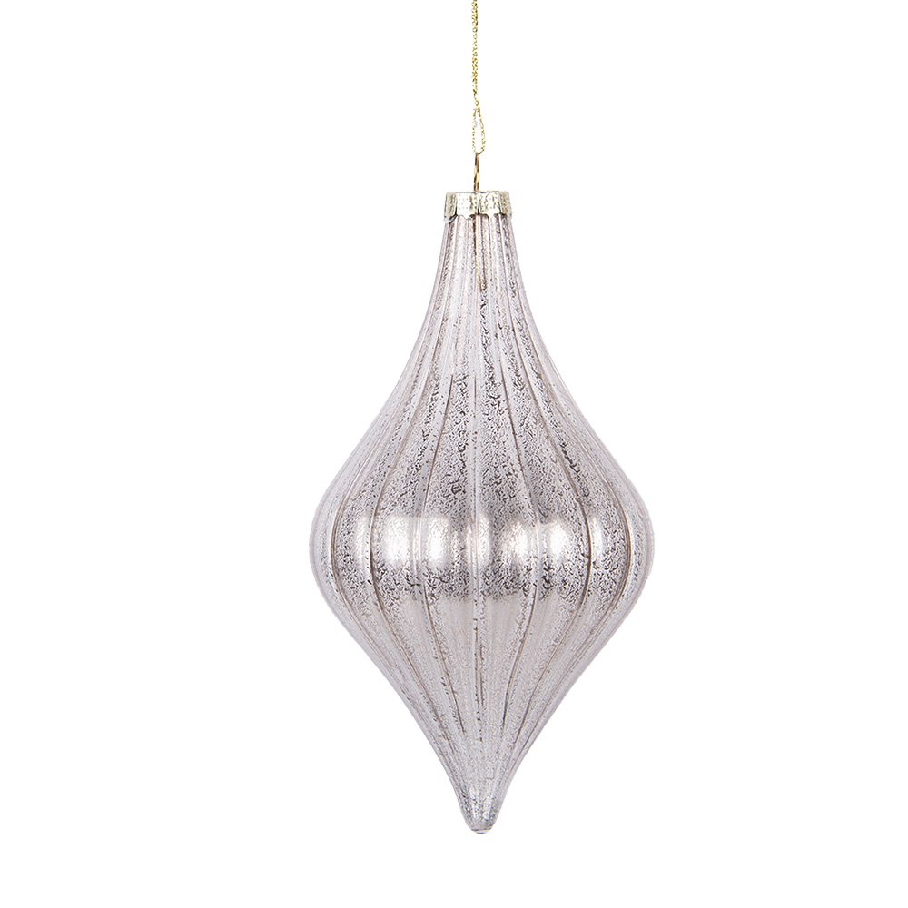 Kerstbal Ø 8x15 cm Zilverkleurig Glas