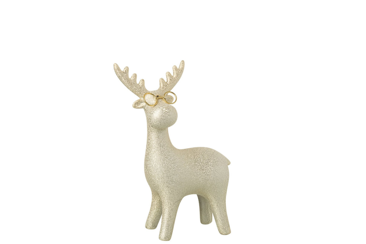 J-Line figuur Rendier - porselein - goud - S