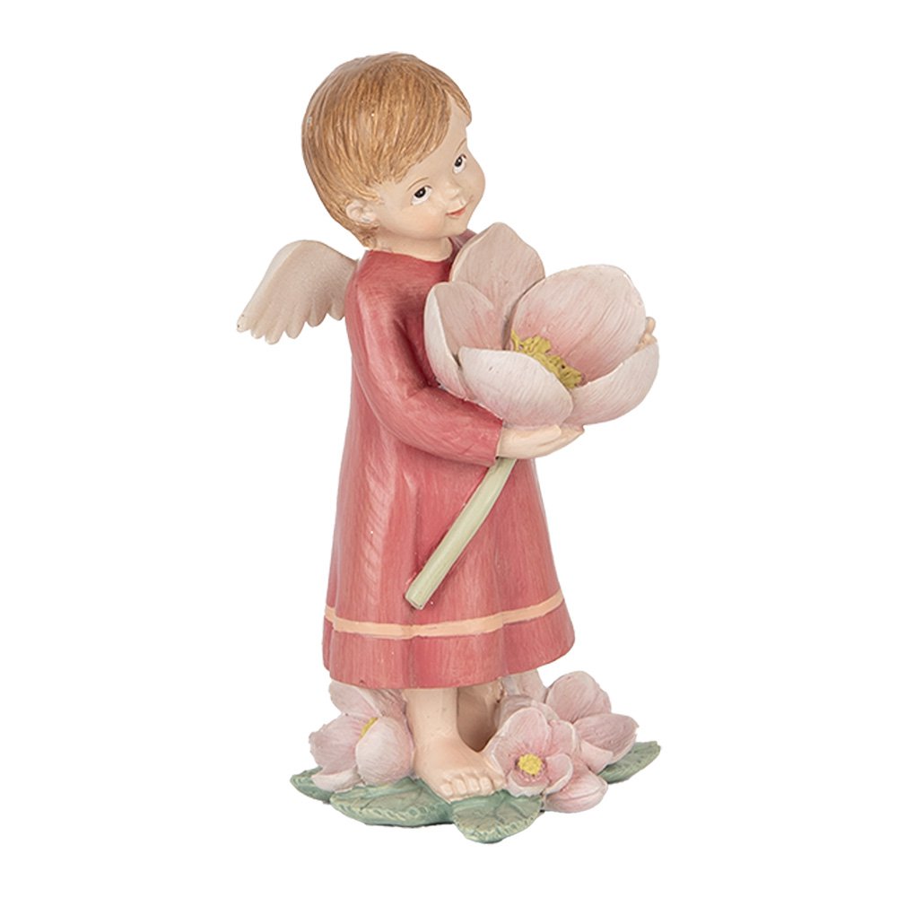 Decoratie Beeld Engel 7x6x12 cm Roze Kunststof