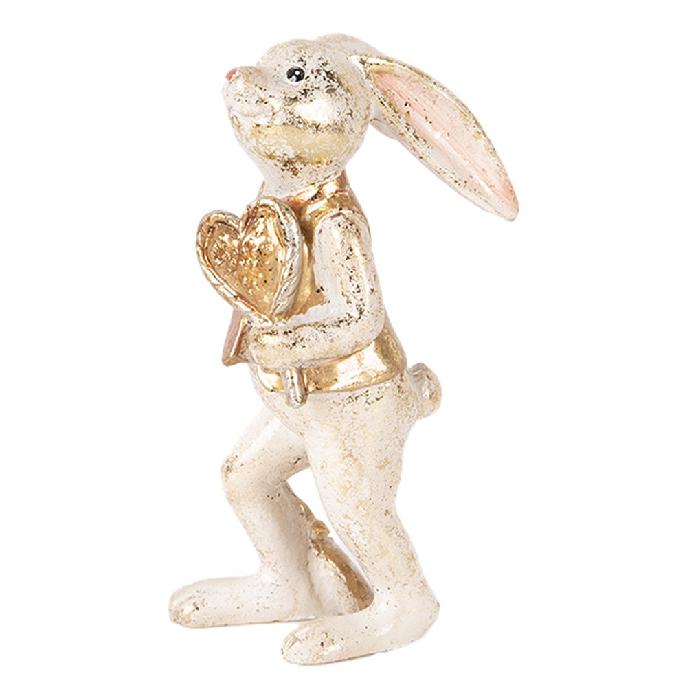 Decoratie Beeld Konijn 13 cm Beige Goudkleurig Kunststof Hart
